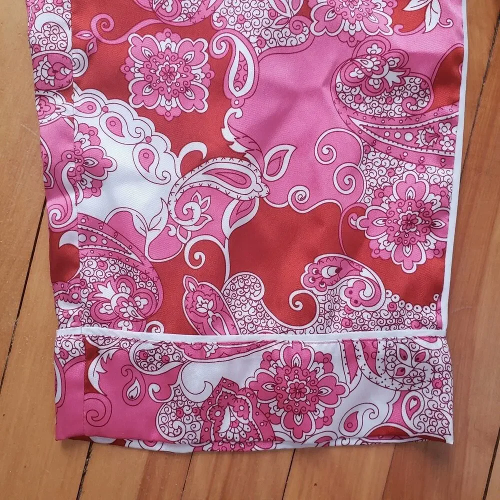 J Crew Lounge Pajama Pants Pink Silky Elastic Waist Drawstring Sz 2